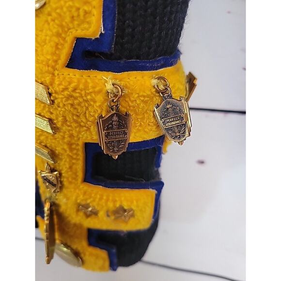 Vintage Academia Medals Puritan Natch Black Letterman Wool Sweater Mens Sz Small - Picture 2 of 16